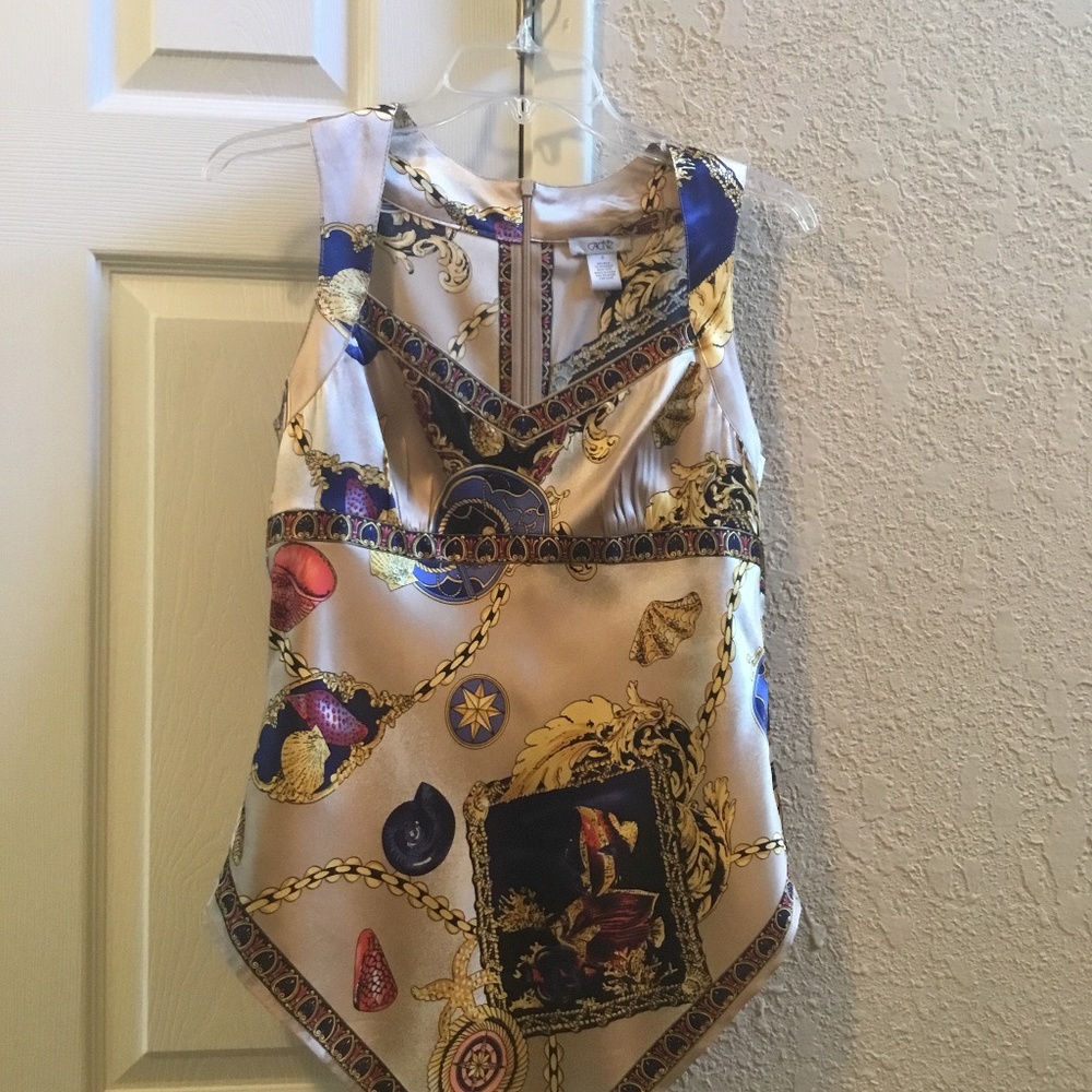 Nautical print silk top